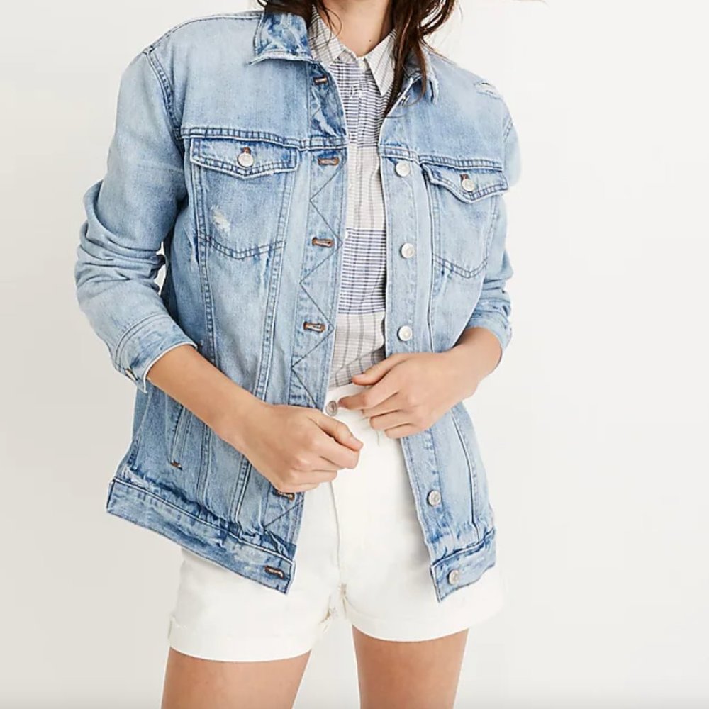 MADEWELL The Oversized Jean Jacket: Distressed Edition